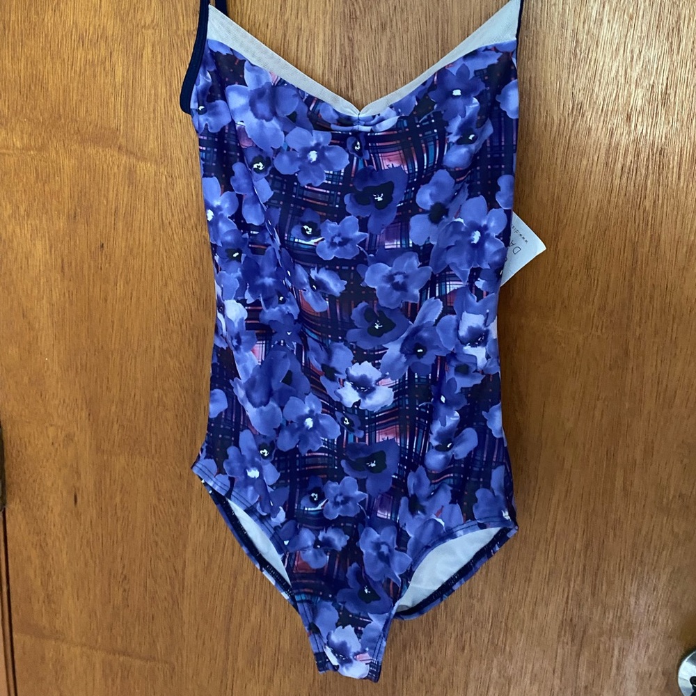 ella dancewear NWT blue floral leotard size s